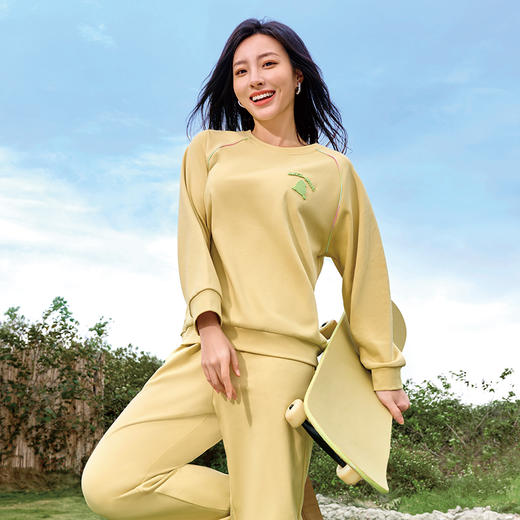 都市丽人睡衣舒适外出长袖家居服40支CVC双面薄女士棉质套装LHT2N5 商品图1