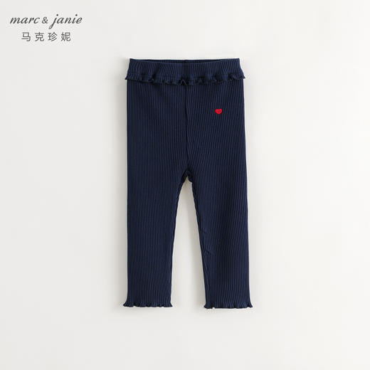 马克珍妮女童花边腰弹力针织打底裤儿童裤子2024年秋装新款241305 商品图3