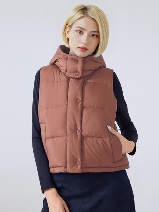 哈瓦塔冬季马甲休闲连帽运动短款羽绒外套H340182 商品图9