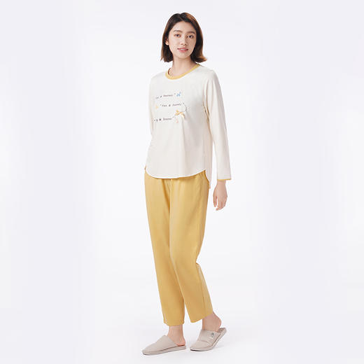 都市丽人睡衣生活家居长袖家居服26支CVC单面薄女士棉质套装LHT2N3 商品图2