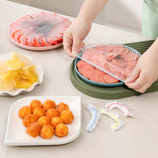 「拍1发2，拍2发5」保鲜膜套防尘罩 食品家用保鲜袋一次性保鲜罩菜罩浴帽松紧口厨房用品 商品图1