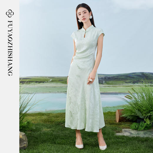FUYAO扶摇 夏季女装新中式连衣裙醋酸提花裙子气质小香风旗袍女裙 商品图4