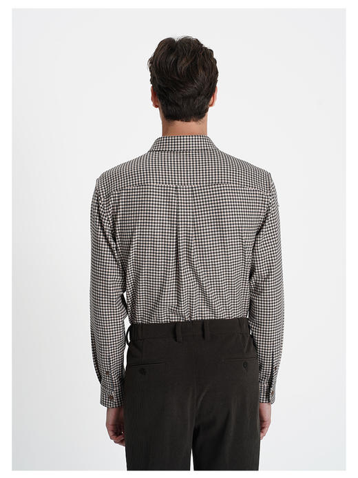 callisto“绒”系列咖色纯棉休闲长袖衬衫 商品图4