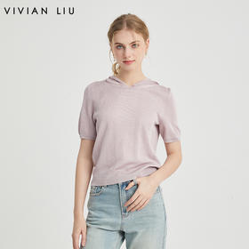VIVIAN LIU薇薇安刘TR2426306春女装新款连帽短袖休闲时尚针织衫