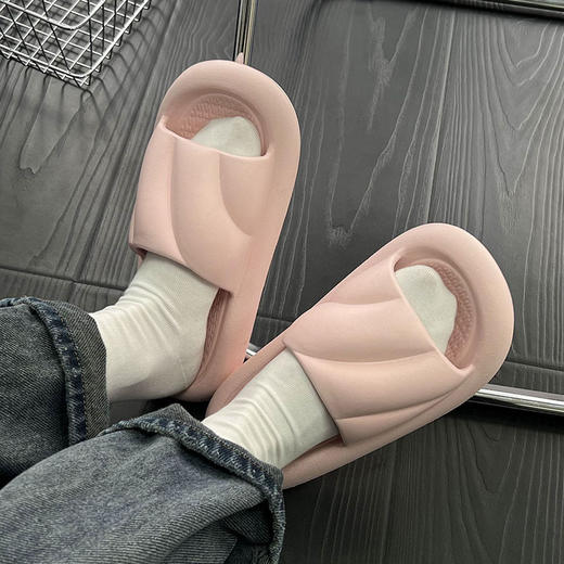 【YW】无忧购纯色潮流波浪纹软底男女款情侣居家外穿凉拖鞋9297（截单后7天发货) 商品图2