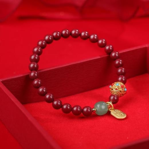 珩钻  国潮系列平安如意高质朱砂手链6mm 商品图3