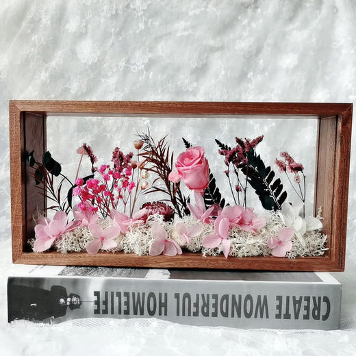 【永生花中空实木相框】手工diy材料包 永不凋谢的花束送男女老师朋友 教师节礼物 商品图10