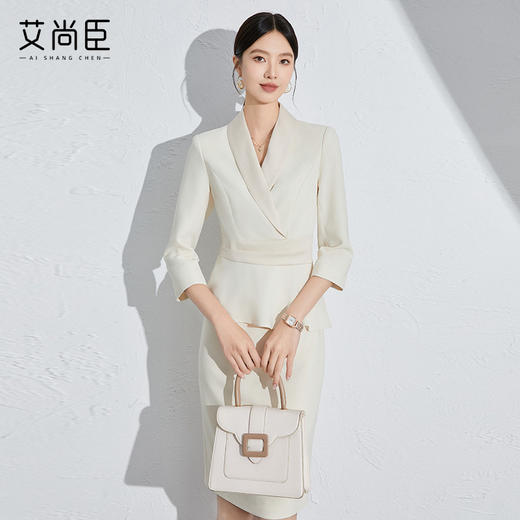 艾尚臣气质女神范连衣裙秋季新款时尚职业修身女装教师前台工作服 商品图2