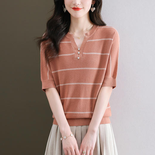 洋气减龄显瘦上衣，时髦薄款冰丝体恤CC- 5-5906 商品图1