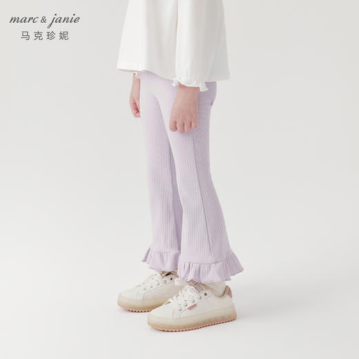 马克珍妮女童弹力针织木耳边喇叭裤儿童打底裤子宝宝春秋装241306 商品图2