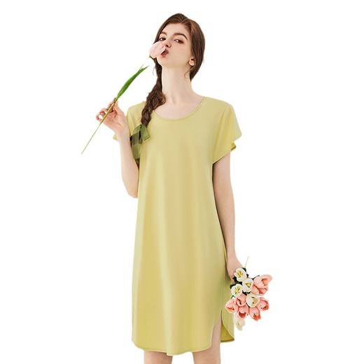 兰精莫代尔棉女士短袖带胸垫睡裙女夏季凉感睡衣女士家居服可外穿 商品图4