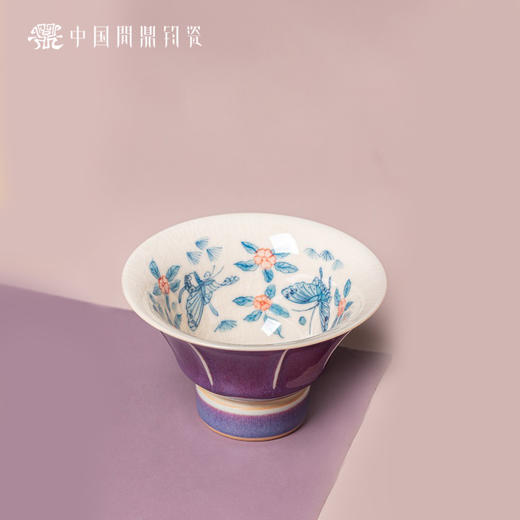问鼎钧瓷鹅黄青花绪风杯（花蝶辞） 商品图0