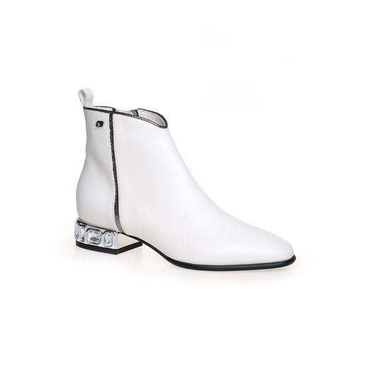 豪麟名鞋进口迪嘉女鞋短靴羊皮革F24475N白色 商品图0