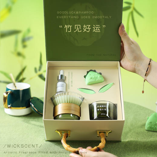「七夕佳礼！竹见好运礼盒」文创香薰礼盒 创意扩香石摆件龙高级感蜡烛套装礼品中秋活动伴手礼 商品图0