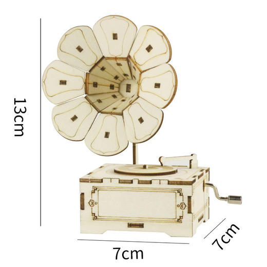 【教师节diy手摇音乐盒】儿童木质创意手工制作 拼装益智玩具八音盒 商品图3