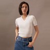 CK Jeans女士V字POLO领螺纹微弹短袖针织衫J223932 商品缩略图1