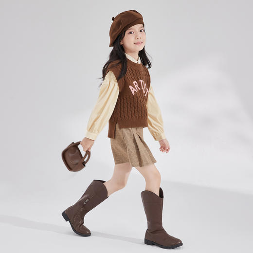 笛莎Deesha 女童2024秋季新款复古风针织马甲 商品图2