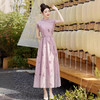 2024夏季上新气质时尚新中式风收腰显瘦印花立领A字连衣裙YBER121 商品缩略图0