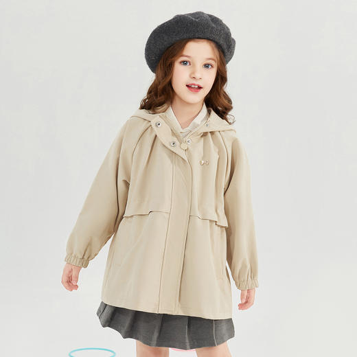 笛莎Deesha 童装女童外套2024秋季新款连帽风衣外套 商品图0