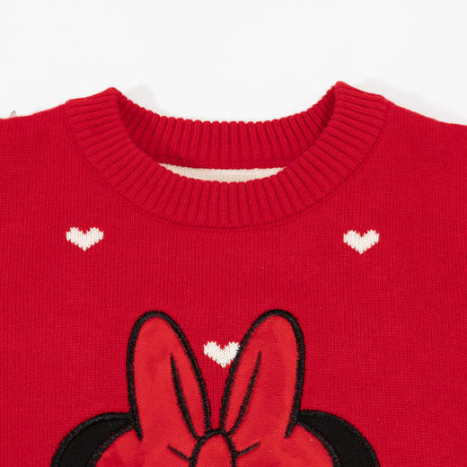 迪士尼童装女童毛衣小米妮圆领套头毛衣纯棉针织套头上衣ZD3DS028 商品图5