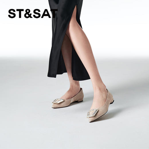 星期六气质通勤尖头方扣水钻单鞋SSC3111079 商品图7