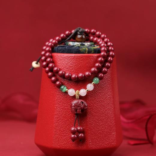 珩钻  国潮系列吉祥如意 多圈手串高质朱砂手链6mm 商品图3