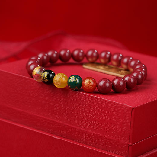 珩钻  国潮系列五路财神高质朱砂手链6mm 商品图2
