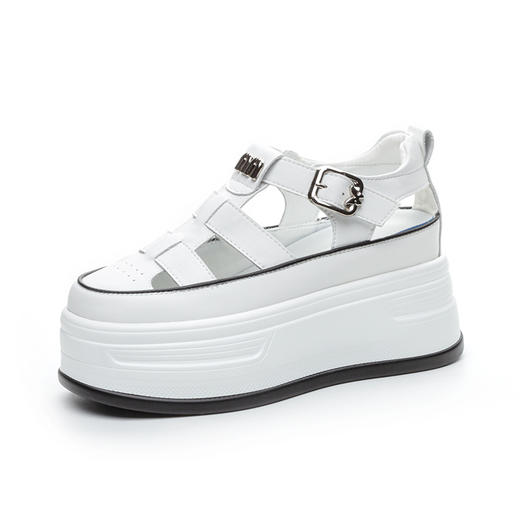 真皮增高7CM包头凉鞋，夏季新款厚底罗马洞洞鞋 JC6660 商品图1