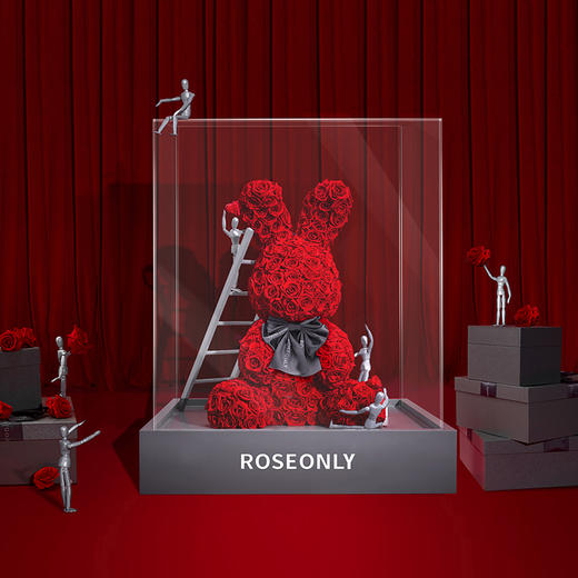 【告白神器】ROSEONLY诺誓 高端定制 永生玫瑰 玫瑰兔公仔 定制版 玫瑰兔 20cm 30cm 60cm 120cm 红色 白色 粉色 送爱人女友礼物 商品图1