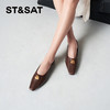 星期六时髦小方头牛皮平底单鞋SSC3111157 商品缩略图3