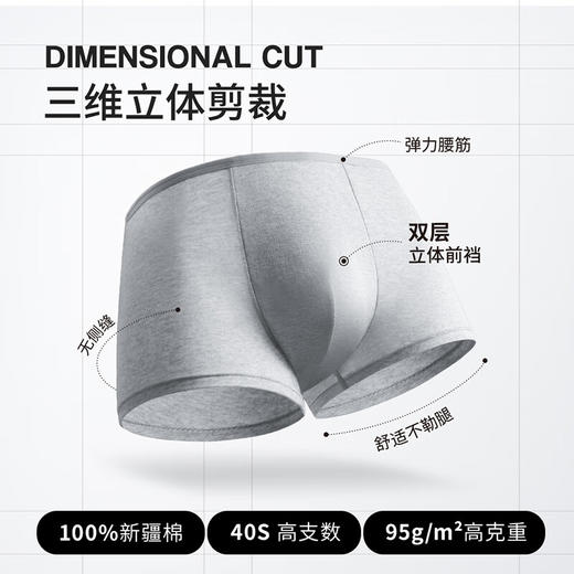 BANANA TRIP灭菌纯棉内裤-男士平角-灰色 商品图1