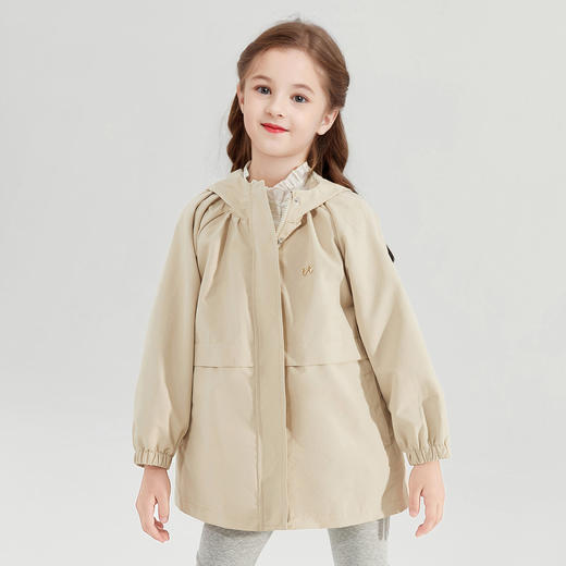 笛莎Deesha 童装女童外套2024秋季新款连帽风衣外套 商品图1