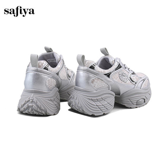 Safiya/索菲娅2024秋 潮酷厚底亮片薄网透气休闲运动增高老爹鞋 SF43112426 商品图4