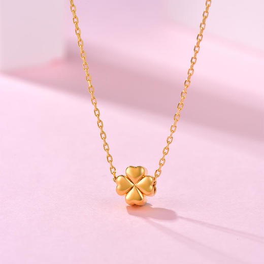 【官方直发 周六福999足金四叶草吊坠】带鉴定证书 赠925银镀金项链 配专柜礼盒礼袋 商品图5