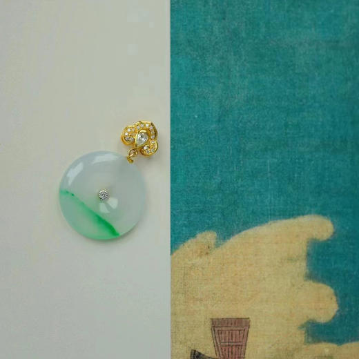 龢盒原创 小精品金丝飘阳绿平安扣吊坠 商品图0