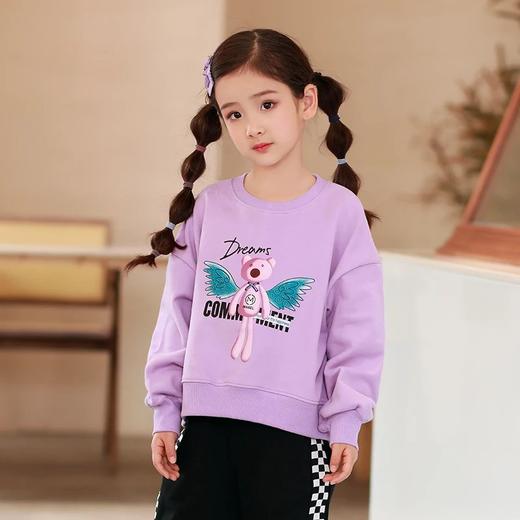 24反季清仓 龙之涵卫衣卫裤综合 奶酷印花系列卫衣  设计感撞色袖卫衣 宽松短款系列卫衣 蓬蓬袖邻家女孩卫衣   元气森林卫衣“ 云朵旅行记”休闲卫裤  儿童工装卫裤 商品图3