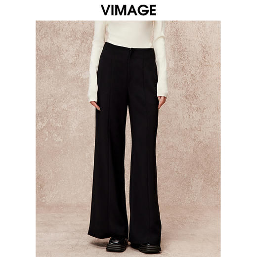 VIMAGE纬漫纪简约气质高级感高腰显瘦直筒裤秋季新款V2205805 商品图4
