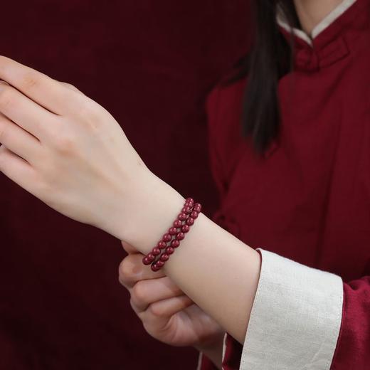 珩钻  国潮系列转运素圈（两圈）多圈手串高质朱砂手链6mm 商品图4