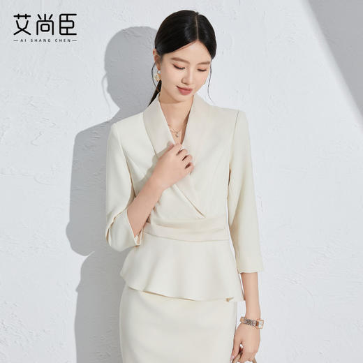 艾尚臣气质女神范连衣裙秋季新款时尚职业修身女装教师前台工作服 商品图3