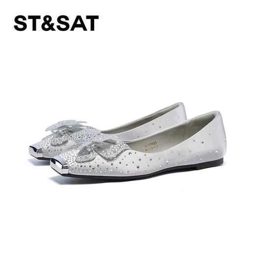 星期六金属方头仙女风蝴蝶水钻平底单鞋SSC3111321 商品图6