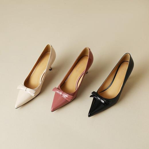 【预售5天】浅口高跟细跟工作鞋，蝴蝶结牛漆皮尖头时尚性感单鞋ZF&ZF3523 商品图4