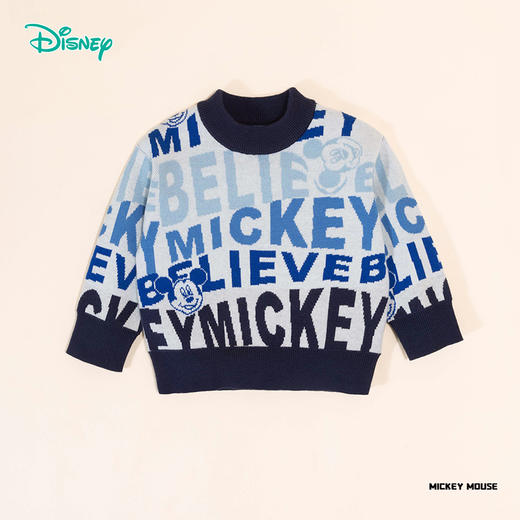 迪士尼男童毛衣春秋款中大童洋气圆领字母儿童装针织毛衣ZD3DS007 商品图2