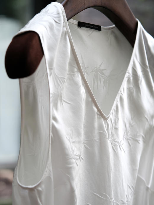 盛唐牡丹 |珍珠白文竹真丝提花背心 商品图4