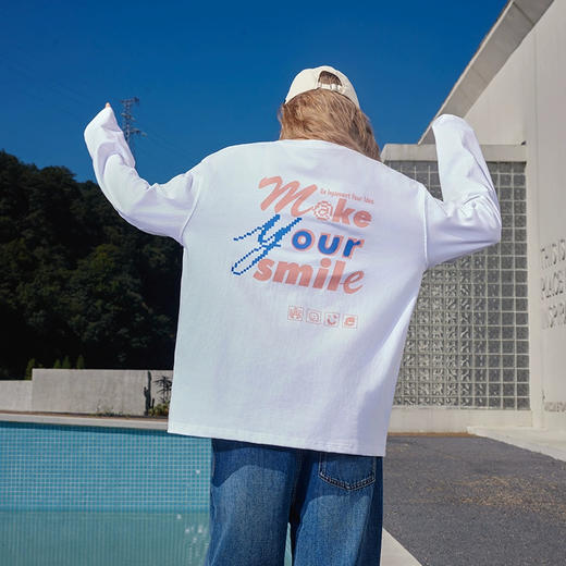 YKYB黄子韬长袖T恤秋季街头潮流印花打底衫圆领百搭落肩宽松上衣 商品图1