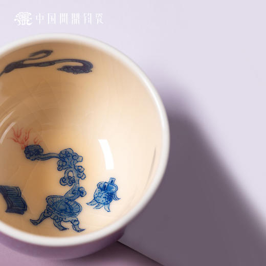 问鼎钧瓷鹅黄青花肃雍杯（遂心如意） 商品图1