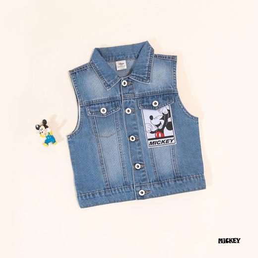 迪士尼童装男童马甲复古潮酷米奇牛仔马甲ZD3DS038 商品图5