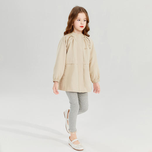 笛莎Deesha 童装女童外套2024秋季新款连帽风衣外套 商品图2
