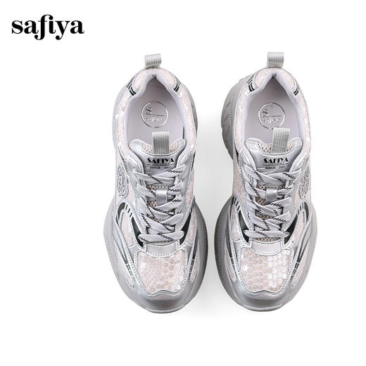 Safiya/索菲娅2024秋 潮酷厚底亮片薄网透气休闲运动增高老爹鞋 SF43112426 商品图5
