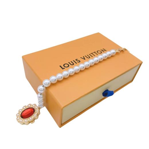 字母细节-金属做日黄铜玻璃珠-合成立方氧化锆 手链-女款白色 商品图1