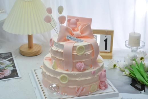 【粉色小熊蝴蝶结】动物奶油、纯手工巧克力配件，新鲜水果布丁夹心！巧克力牌上的数字请备注哈~ 商品图3